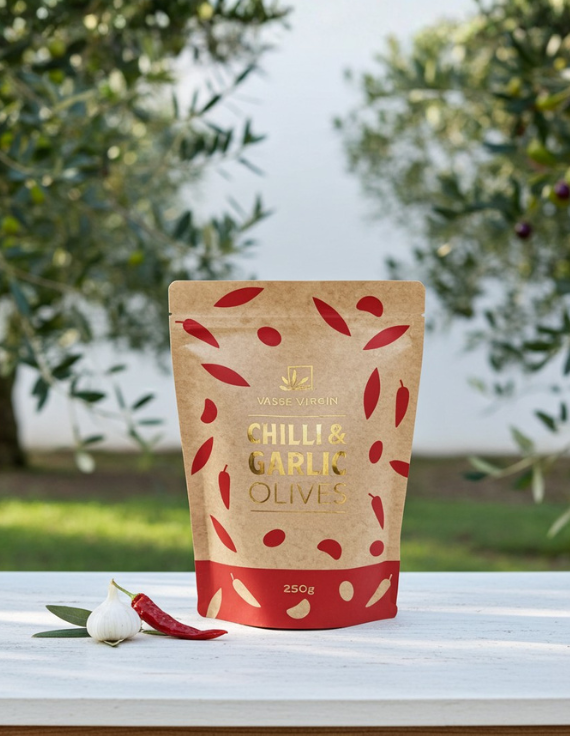 Chilli and Garlic Olives 250g