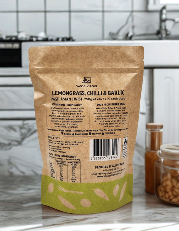 Lemongrass, Chilli and Garlic Olives 250g