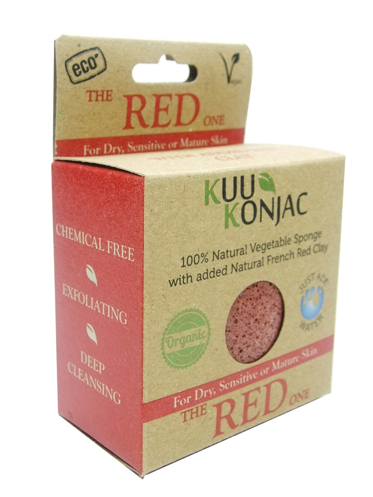 Konjac Sponge with French Red Clay : Dry, Sensitive and/or Mature Skin