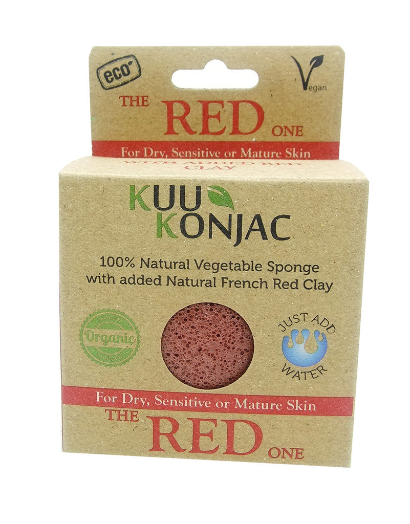 Konjac Sponge with French Red Clay : Dry, Sensitive and/or Mature Skin