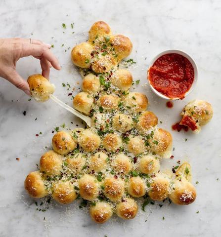 Pull-Apart Christmas Tree with Basil EVOO and Sundried Tomato & Chilli Pesto - Vasse Virgin