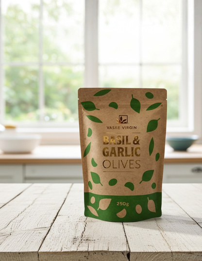 Basil and Garlic Olives 250g