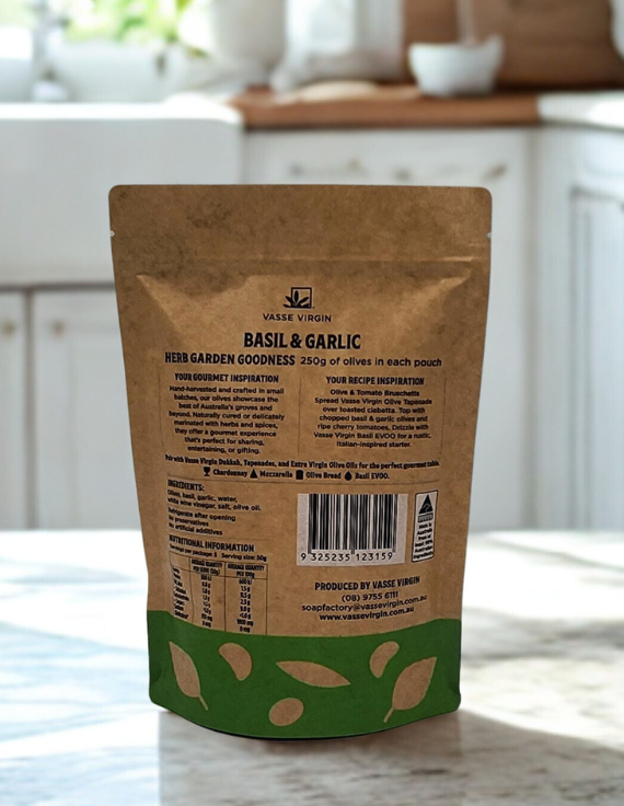 Basil and Garlic Olives 250g