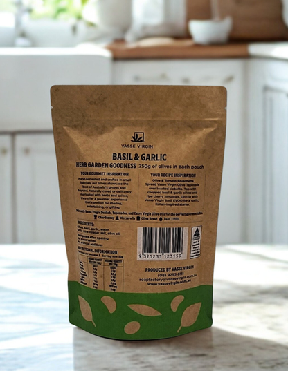 Basil and Garlic Olives 250g