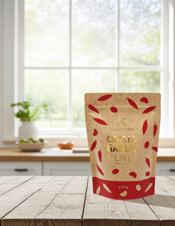 Chilli and Garlic Olives 250g