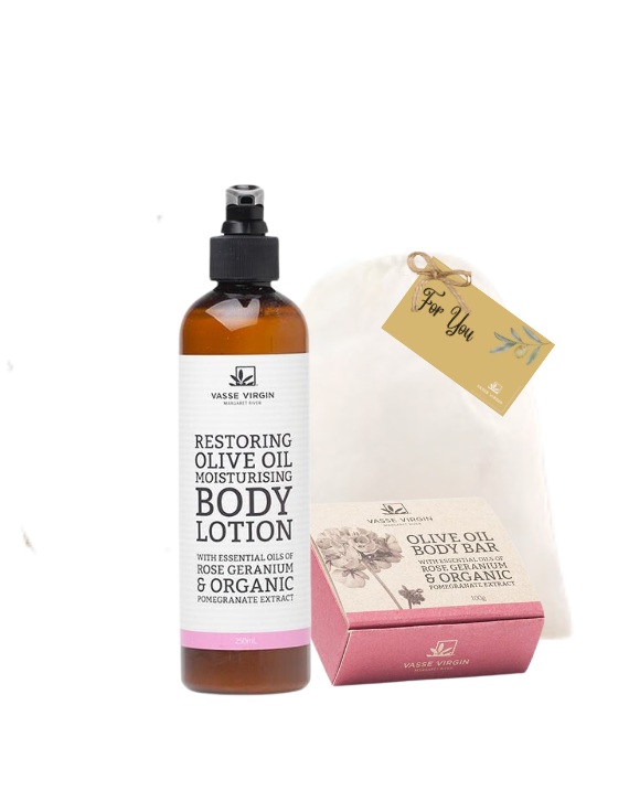 Rose Geranium &amp; Pomegranate Lotion and Soap Gift Pack