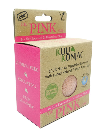 Konjac Sponge with French Pink Clay : Tired, Devitalised or Sun Exposed Skin