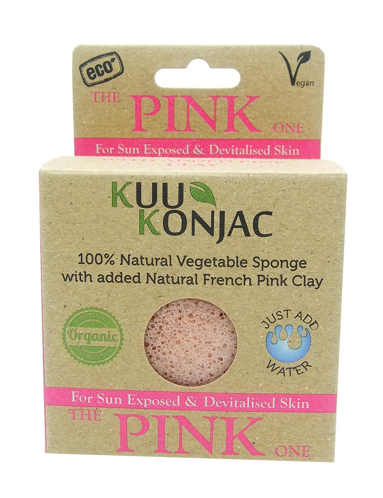Konjac Sponge with French Pink Clay : Tired, Devitalised or Sun Exposed Skin