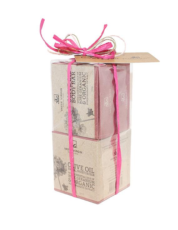 Rose Geranium Pomegranate Face and Body Gift Pack