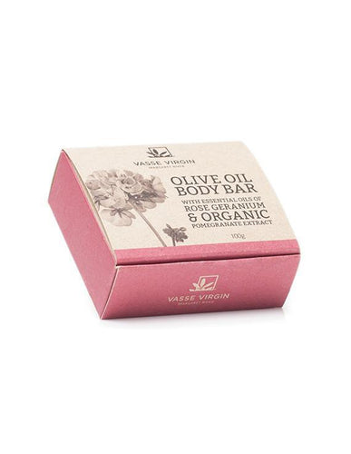 Rose Geranium & Pomegranate Boxed Body Bar 100g - Vasse Virgin