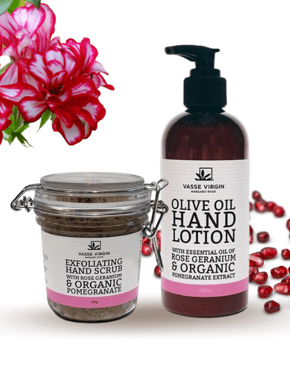Rose Geranium & Pomegranate Hand Scrub & Lotion - Vasse Virgin